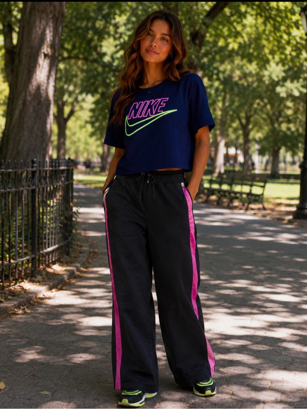 Nike Purple Nike Logo Crop Tee